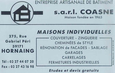 SARL COASNE entreprise artisanale de batiment